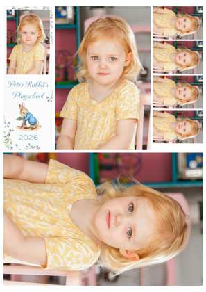 Example A4 collage layout from a school picture day, alternate templates available